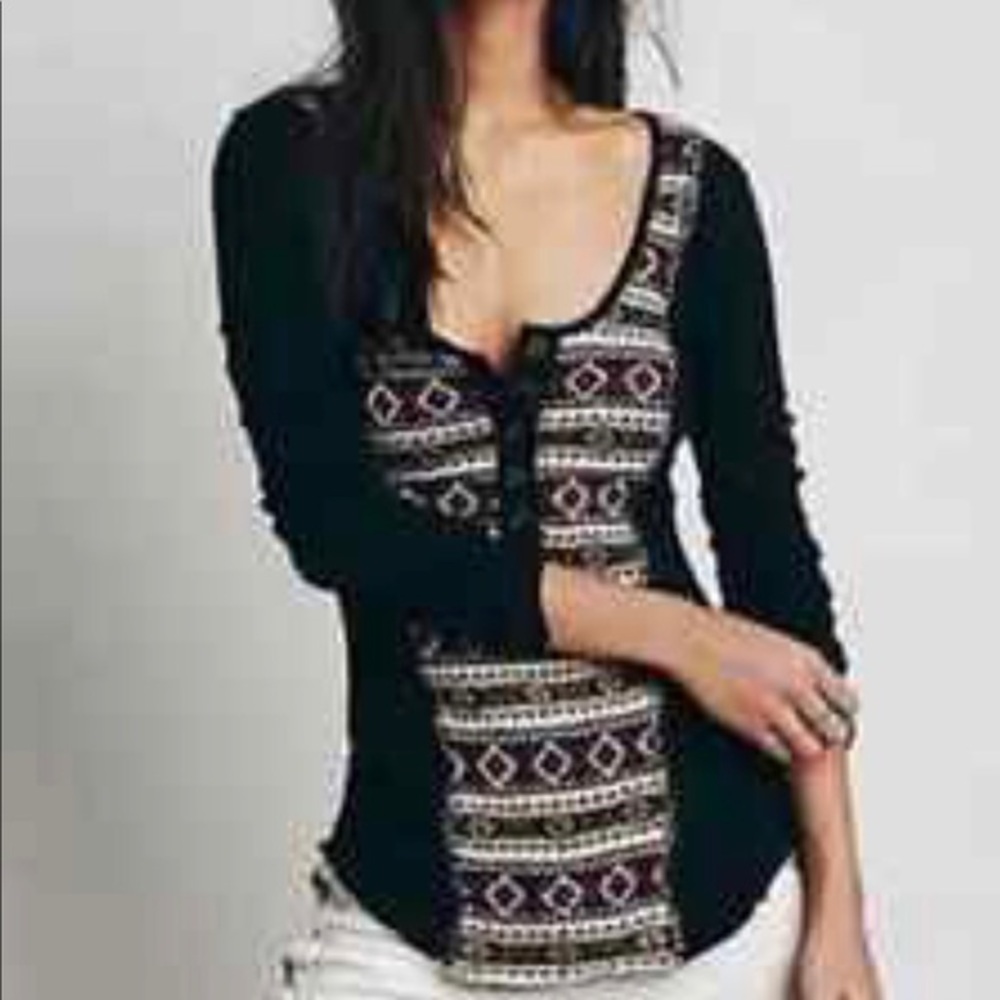 Free people sweater inset knit top